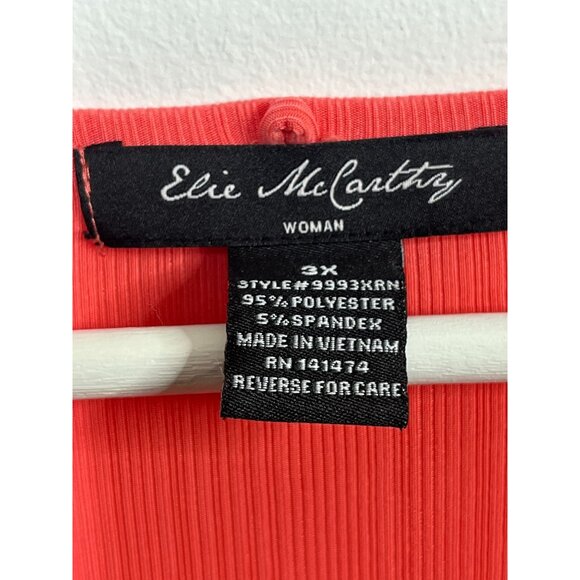 Elie McCarthy Plus 3X Orange Stretch Blouse 3/4 Sleeve Tunic Top - Picture 4 of 10